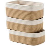 Panier De Rangement - Lot De 3 - Coton Tressé - Avec Poignées - Pour Salle De Bain Et Salon - 28x18x11 Cm ECARTEUR - SPECULUM