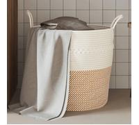 Panier de rangement marron et blanc Ø43x38 cm coton