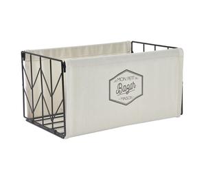 Panier de rangement "Mon petit bazar" 35x18x23 cm VASSILI grise