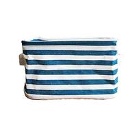 Panier de rangement, Morbuy Cadeau de Noël Petit Bébé lin de rangement Jeux Panier organiseur en tissu avec 2 poignées sur les deux côtés 20 x 15 x 13 cm (une pièce Rayures bleu foncé)