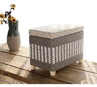 Panier de rangement multifonction en osier tissé avec cadre en bois massif robuste, idéal pour l'organisation de la maison et la solution de rangement décorative