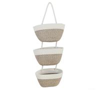 Panier de rangement mural à 3 niveaux pour les espaces de vie pour maintenir l'ordre et refléter les principes du design contemporain (blanc et marron)