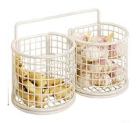 Panier de rangement mural de cuisine pour ail, oignons et assaisonnements - Organiseur en maille de fer ventilée - 26 x 19,5 x 13 cm - Multifonction - Pour comptoir ou chevalet mural (3 blancs)