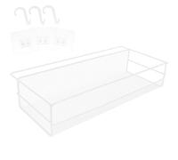 Panier de Rangement Mural en Métal Blanc Cuisine, Grand Format