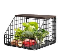 Panier de rangement mural en métal - Paniers à fruits pour plan de travail de cuisine - Paniers à légumes pour la cuisine, support pour légumes - Organiseur de rangement en vert