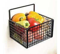 Panier de rangement mural,paniers de cuisine suspendus,paniers suspendu en fil métallique, panier à fruits mural sans perçage,Corbeille Rangement Fruit Métal,Panierss de Fruits et Legumes (Black)