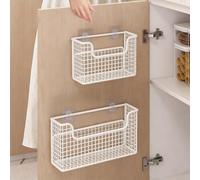 Panier de rangement mural pour armoire de cuisine, grille métallique pour porte-éponge, sans perçage, étagère à suspendre à l'intérieur de la porte de placard (blanc)