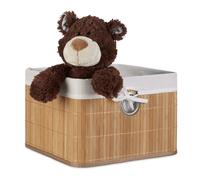 Relaxdays Corbeille, Lot de 3, Panier de Rangement, Housse Amovible, poignée, Boîte étagère Armoire, HxLxP 20 x 31 x 31 cm, Nature