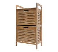Panier de rangement, panier à linge, en bambou, double couche, respirant, peut être utilisé comme armoire de rangement, table de chevet et panier à linge sale