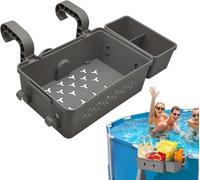 Panier de Rangement Piscine avec Porte-Gobelet Intégré - Fixation Bord Piscine Hors Sol pour Jouets, Snacks, Rafraîchissements - Organisation Résistante Maille Épaisse - Compatible Rail Supérieur 3"