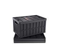 Panier de Rangement Plastique Pliable Empilable 65L Avec Couvercles 3PCS Noir