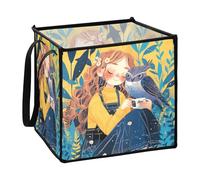 Panier de rangement pliable pour vêtements de salle de bain avec illustration de chouette mignonne pour étagères 33 x 33 x 33 cm