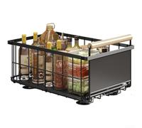 Panier de rangement pliable sous évier de cuisine avec rail coulissant lisse pour armoires et comptoirs, noir, gris, blanc (noir - grand)