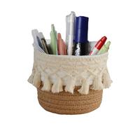 Panier de rangement pour brosses et peignes, vitrines cosmétiques,Panier de rangement tissé à la main | Panier de décoration Boho, vitrines souples pour débutants en maquillage, amateurs de beauté
