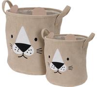 Panier de rangement pour enfants Lion, lot de 2, beige