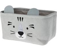 Panier de rangement pour enfants Tiger, 33x20x19, velours côtelé, gris
