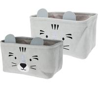 Panier de rangement pour enfants Tiger, lot de 2, velours côtelé, gris