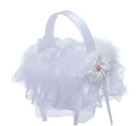 Panier de rangement pour fille de fleur avec poignée, doux nœud romantique pour mariage, pédale blanche, pétales romantiques avec poignée pour décoration de cérémonie de mariage