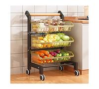 Panier de rangement pour fruits et légumes - Étagère de cuisine multicouche, chariot empilable pour organiser les fruits, les légumes et les assaisonnements, grand récipient pour collations