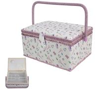 Panier de rangement pour kit de - Grand portable, 1 plateau de tri interne avec coussin à épingles et poche élastique, boîte à poignée renforcée, fournitures de, cadeau pour femmes