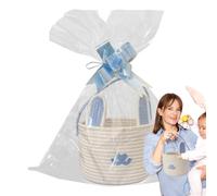 Panier de rangement pour lapins de Pâques - Panier de rangement de Pâques - Corde en coton - Seau à bonbons - Panier de rangement festif pour fêtes, faveurs et surprises