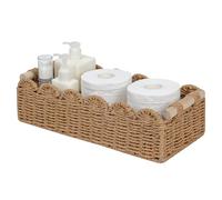Panier de rangement pour papier toilette à bords festonnés, petit salon, chambre à coucher, étagère de rangement pour toilettes, table d'appoint, étagères et plus encore, avec 2 poignées en bois