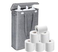 Panier de rangement pour papier toilette avec couvercle - Peut contenir jusqu'à 15 rouleaux - Organiseur de salle de bain avec poignée