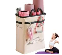 Panier de rangement pour tapis de yoga - 50,8 cm - Organiseur d'équipement de gym à domicile pour rouleaux en mousse, haltères, bandes de résistance | Support de poubelle en tissu satiné de grande