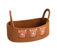 Panier de rangement pour toilette en corde de coton tissé décoratif | Panier à papier toilette avec poignée pour maison, salle de bain, appartement, cuisine, ferme, plan de travail