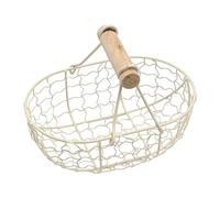 Panier de rangement pour œufs de poule, en fer, panier à œufs rustique avec poignée en bois, panier de rangement de pique-nique avec design ferme, récipient décoratif pour 12 œufs pour cuisine et
