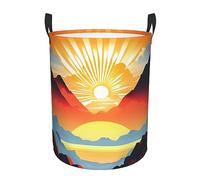 Panier de rangement pour vêtements de chambre à coucher avec poignées, panier à linge portable Bright Sunrise Panier à linge rond à une seule couche