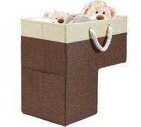 Panier de rangement pour vêtements sales pour escaliers - Tissu en coton - Panier de rangement pour escaliers - Boîte de rangement d'escalier en panneau PP intégré
