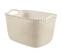 Panier de rangement rectangulaire - CURVER - 19 L - Aspect tricot - Blanc cassé - Avec couvercle - 24,5 x 27,5 x 40 cm