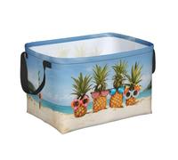 Panier de rangement rectangulaire décoratif en tissu Oxford imperméable pliable avec ouverture de support souple et poignées de transport