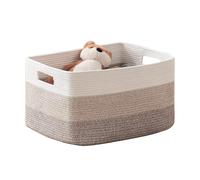 Panier de rangement rectangulaire en corde de coton tressé avec poignées - Panier de rangement pour chambre d'enfant, salle de bain - Pliable pour couvertures et jouets - Comme sur la photo