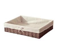 Panier de rangement rectangulaire en osier pour fruits et pain - Style vintage - Imitation rotin tressé - Avec nœud - Organiseur de bureau
