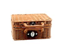 Panier de rangement, rectangulaire, en osier tressé, avec couvercle et poignées, multifonction, pour pique-nique, camping, mariage, taille L