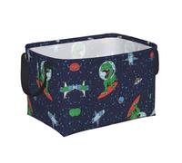 Panier de rangement rectangulaire en tissu Oxford imperméable pliable avec ouverture de support souple et poignées de transport