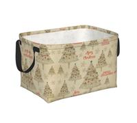 Panier de rangement rectangulaire en tissu Oxford imperméable pliable avec ouverture de support souple et poignées de transport pour sapin de Noël