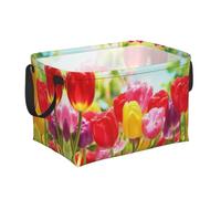 Panier de rangement rectangulaire en tissu Oxford imperméable pliable avec ouverture de support souple et poignées de transport
