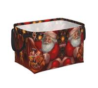 Panier de rangement rectangulaire en tissu Oxford imperméable pliable avec ouverture de support souple et poignées de transport