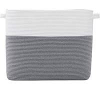 Panier de rangement rectangulaire extra large en corde de coton tissé pour jouets et couvertures dans le salon, la chambre de bébé, gris 55,9 x 35,6 x 45,7 cm