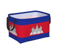 Panier de rangement rectangulaire imperméable avec imprimé drapeau du Cambodge