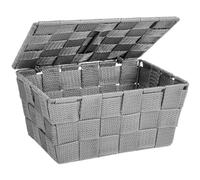 Panier De Rangement sélle De Bain Avec Couvercle Adria, Petite Boite De Rangement, Polypropylène, 19x14x10 Cm, Gris - Wenko
