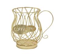 Panier de rangement spécial pour capsules de café, panier de rangement de cuisine adapté pour Tassimo, Nespresso, Dolce Gusto, anti-rouille, faible encombrement, ouverture sur le dessus 1 pièce Doré