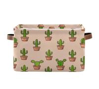 Panier de rangement tendance en tissu beige cactus pêche en pot, panier de rangement décoratif pliable avec poignée pour maison/bureau