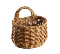 Panier de rangement tissé à suspendre, panier de rangement mural imitation vigne, panier de rangement d'ail, pot de fleurs mural avec poignée (L)