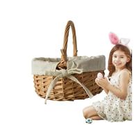 Panier De Rangement Tissé Avec Poignées Panier De Pâques En Osier Avec Anses - Panier De Rangement Pour Pique-nique - Panier De Fleurs En Rotin Tressé - Panier À Légumes Pour Fruits