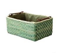 Panier de rangement tissé en paille pour table basse de salon, boîte de rangement en tissage de vigne verte avec texture naturelle pour décoration d'intérieur et rangement des petites choses (petit)