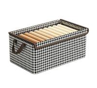 Panier de rangement transparent pour fenêtre avec poignée renforcée, grande capacité, empilable, couvercle en tissu non tissé, boîte pour l'organisation de la maison, noir et blanc